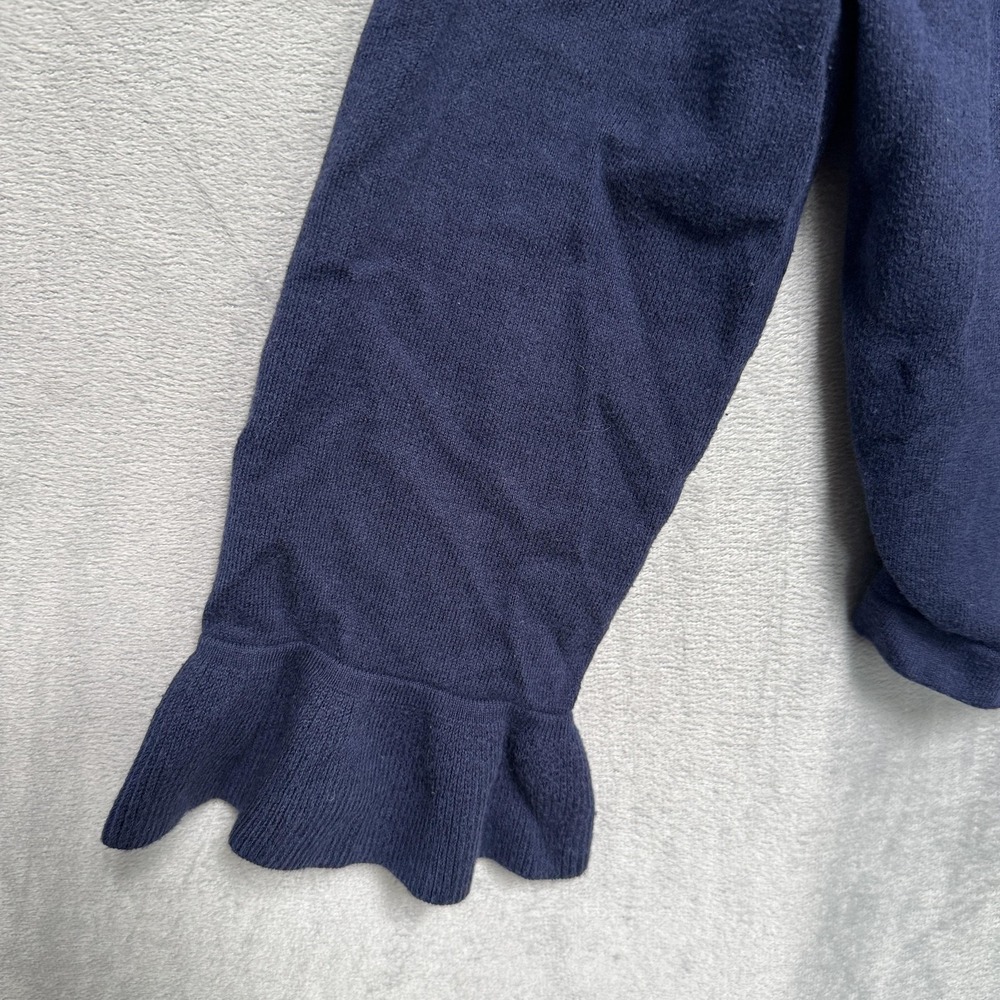 Lilly Pulitzer Cardigan‎ Womens Medium Navy Ruffle Cuff Open Front Lightweight - Picture 4 of 9
